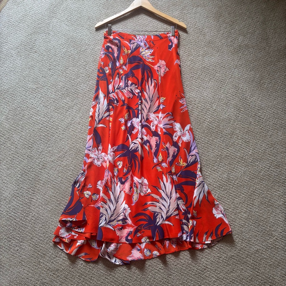 HD in Paris Asymmetrical Orange Red Maxi Skirt